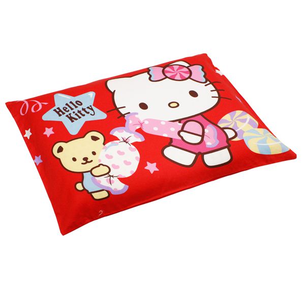 鴻宇 HongYew - Hello Kitty美國棉兒童防螨抗菌枕套-甜蜜夥伴-紅色-55x44cm
