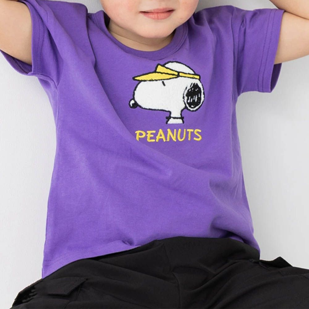SNOOPY限定短袖上衣-戴遮陽帽-紫