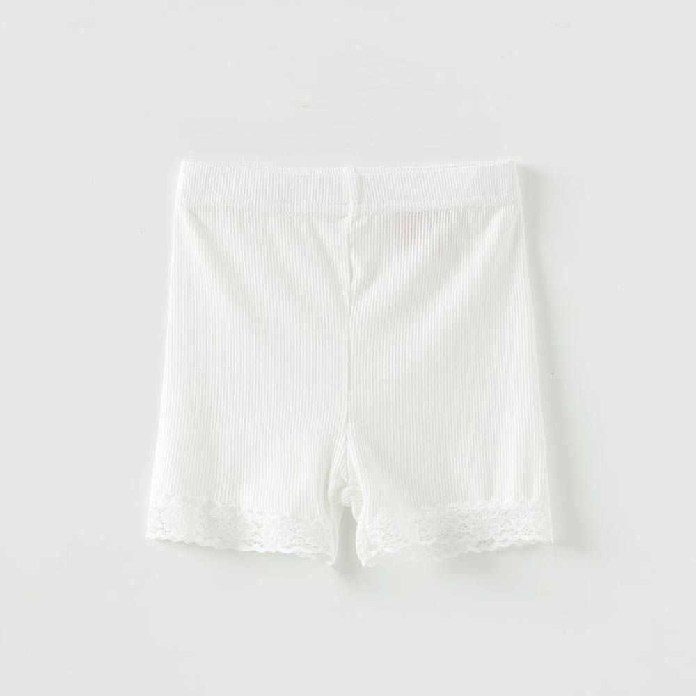 鬆緊腰彈性蕾絲邊安全褲/內搭褲-白