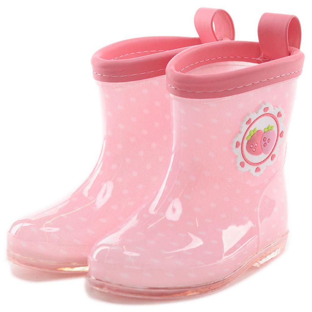akachan honpo - 雨鞋-草莓-粉紅色