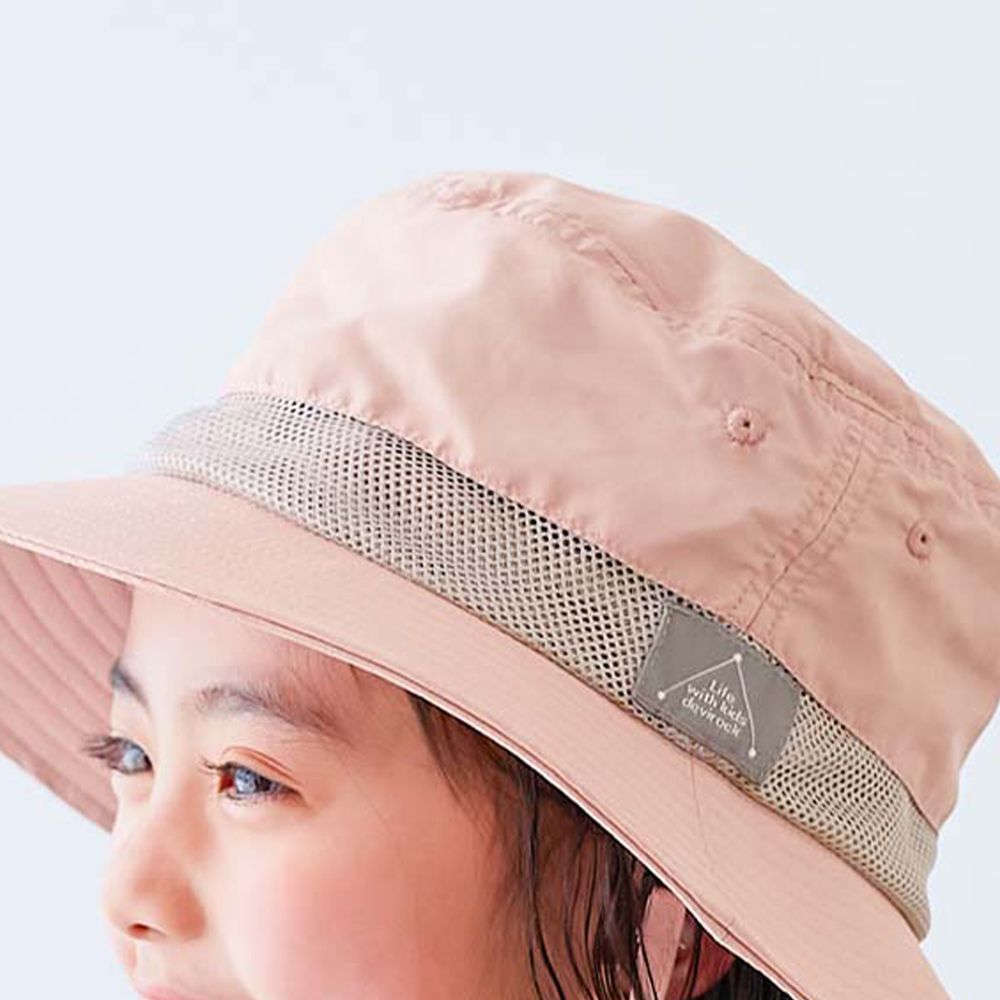 UVcut 防潑水蓋脖遮陽帽(可親子裝)-珊瑚粉