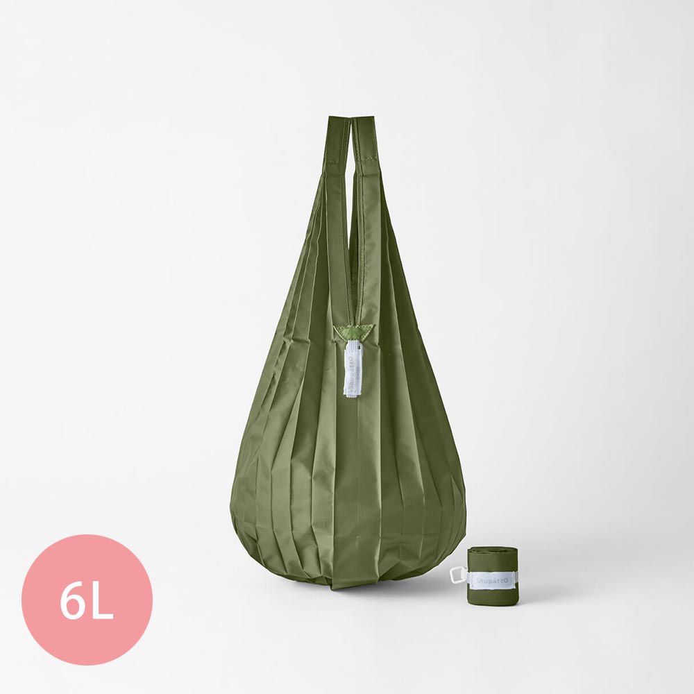 日本 MARNA - Shupatto 秒收摺疊購物袋-Drop水滴輕薄款-橄欖綠 (mini(20x42cm))-耐重 3kg / 6L