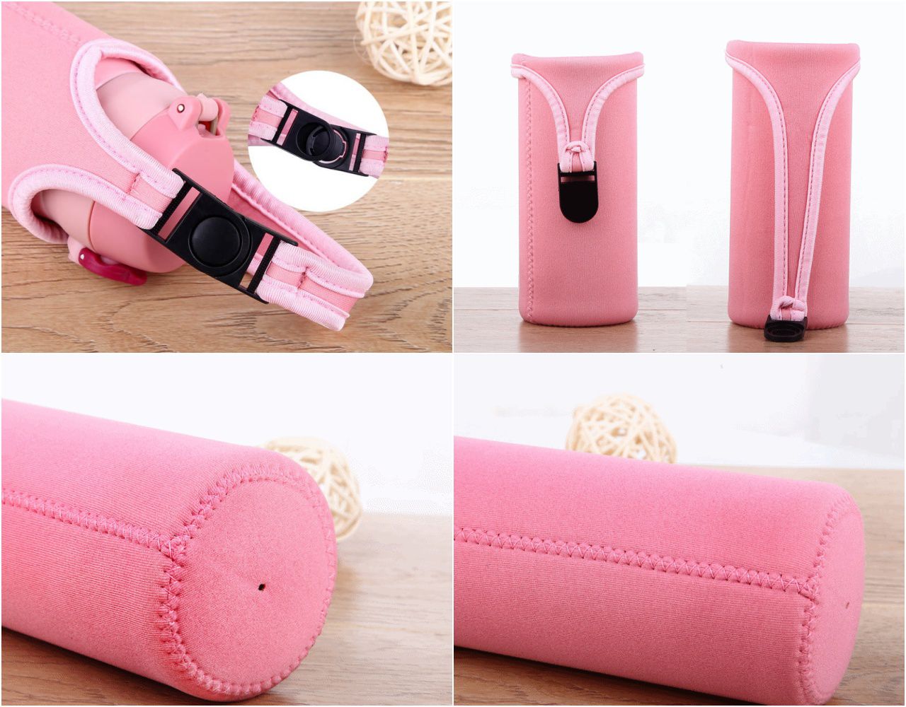 防摔保溫杯手提杯套-酒紅色