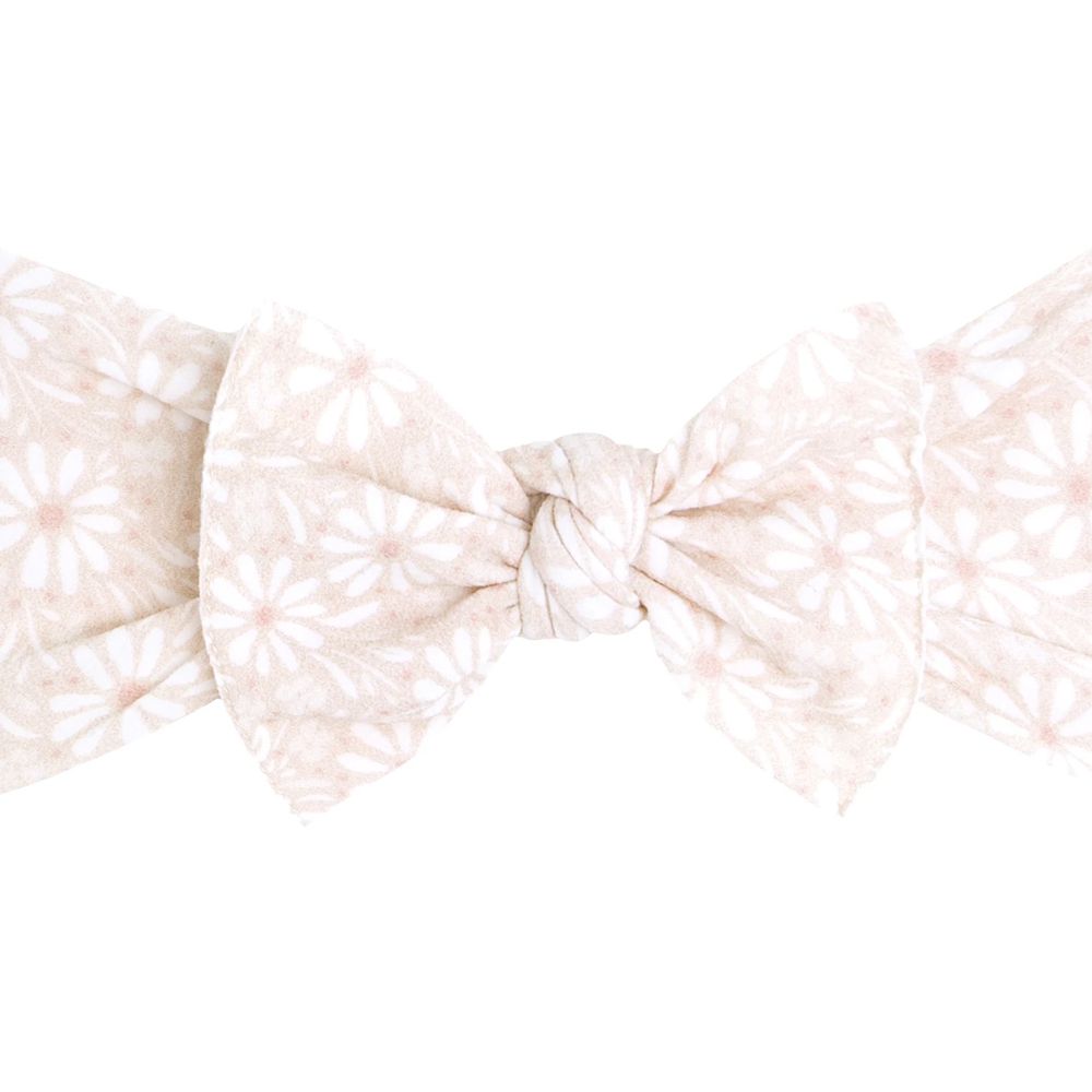 美國baby bling - 純手工極優雅細緻輕柔微彈性/毫無束縛感蝴蝶結髮帶/髮飾_印花經典款-白色雛菊