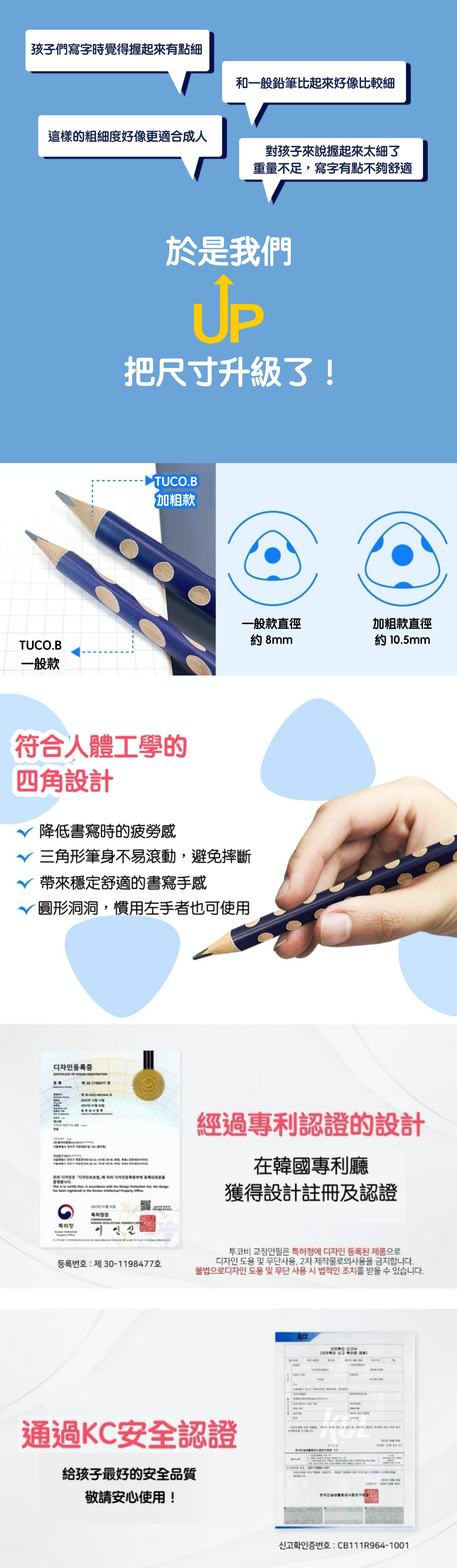 韓國 TUCO.B - COMA握姿養成三角洞洞鉛筆B-加粗-12入