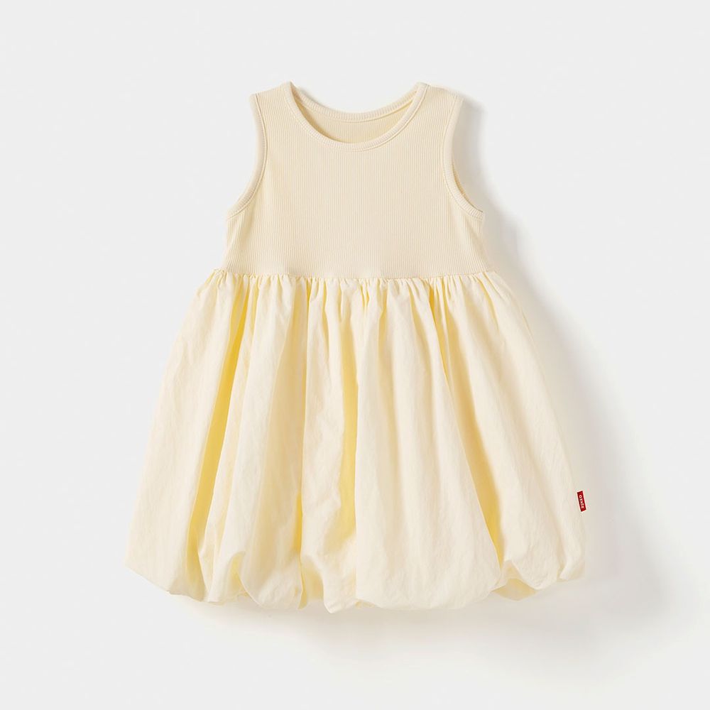 可愛氣球蓬鬆感背心洋裝-米