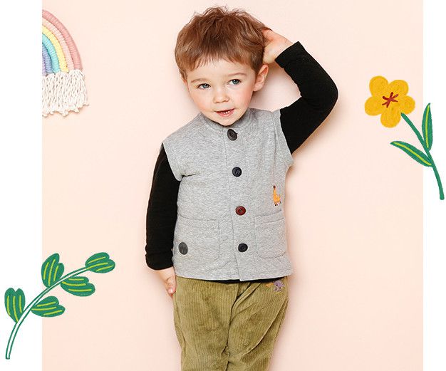 韓國 milk mile - 衍縫鋪棉鈕扣背心-駱馬-灰