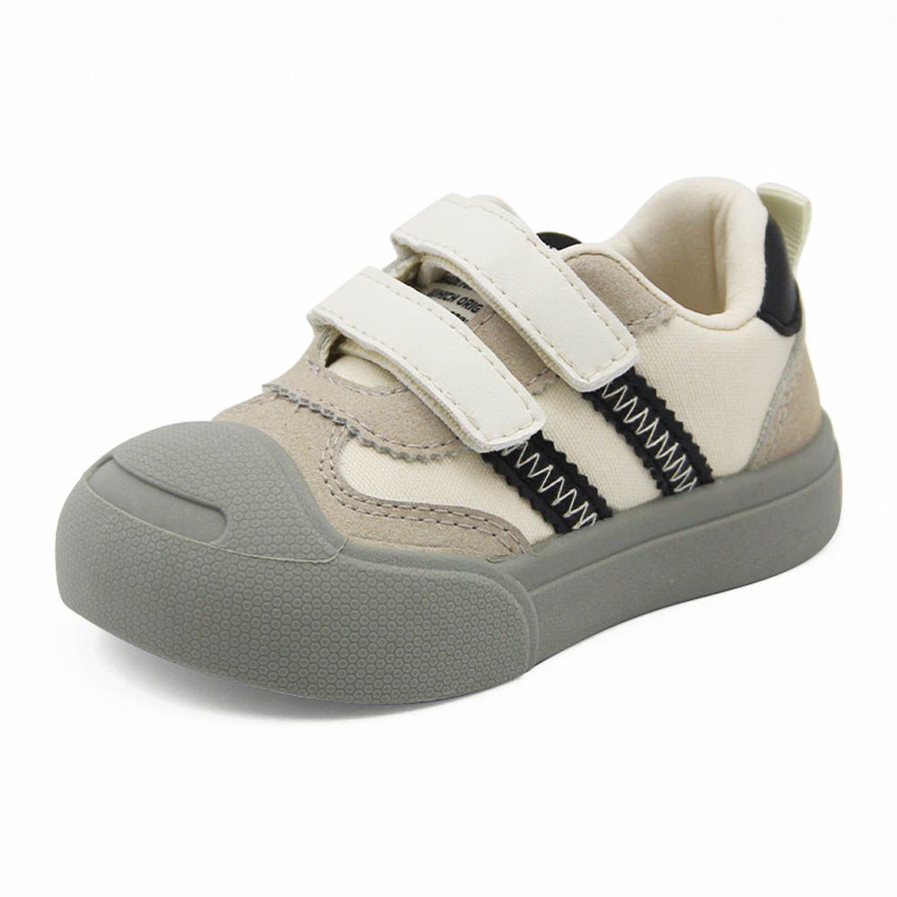 防撞寬楦安全止滑帆布鞋/室內鞋-米x黑