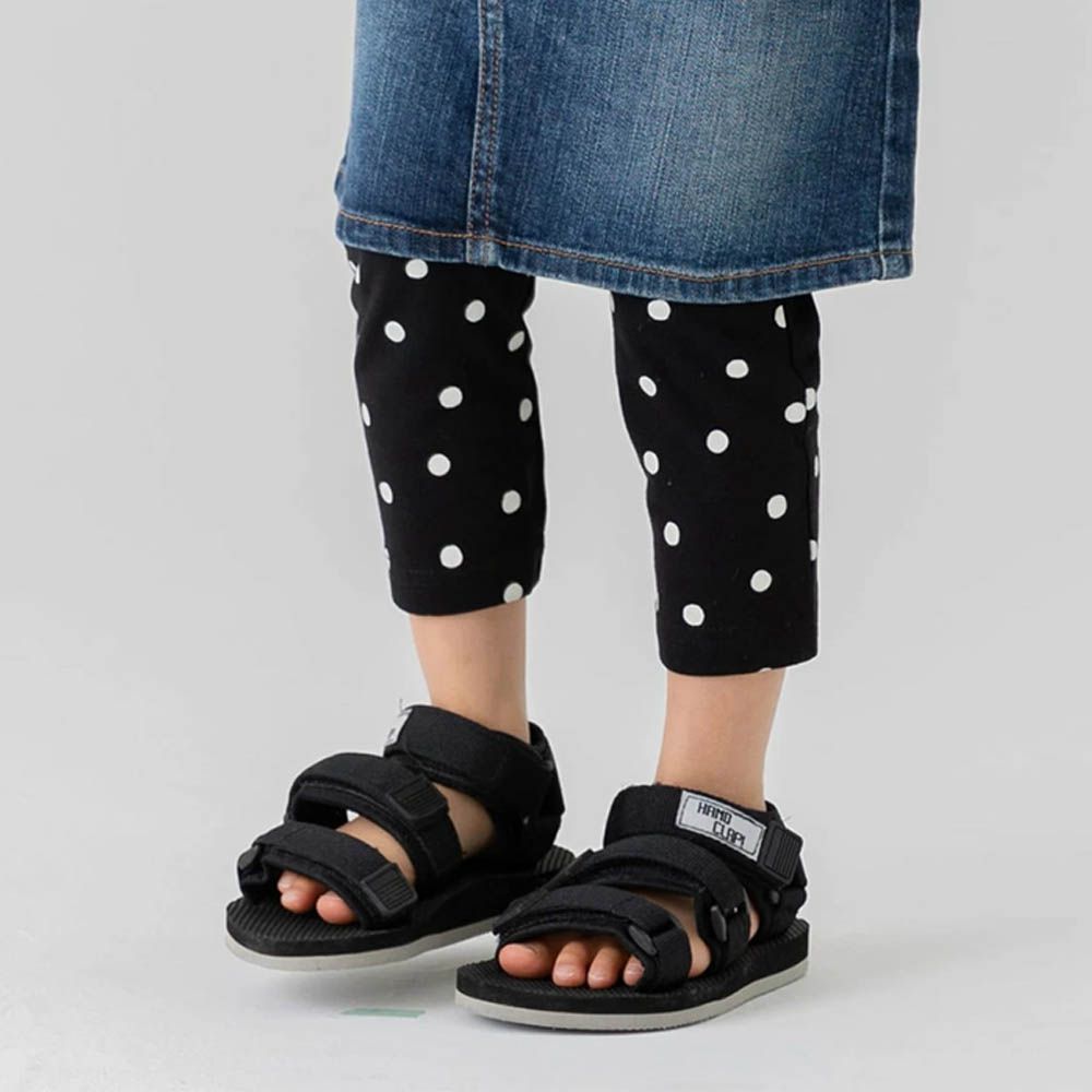 百搭印花彈力七分褲-點點-黑