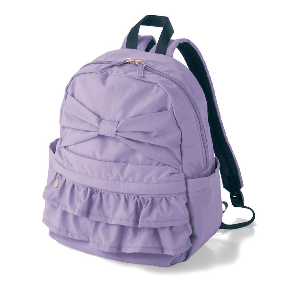 日本千趣會 - 大容量輕量蝴蝶結荷葉後背包/書包-紫