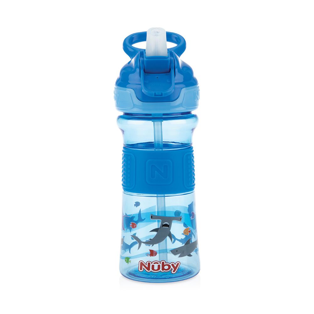 Nuby - Tritan運動水杯-藍鯊魚(藍提把)