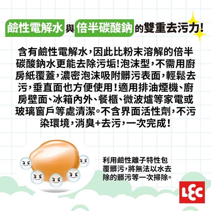 日本 LEC - 【激落君】倍半碳酸鈉泡沫去污噴劑補充包360ml(日本製)