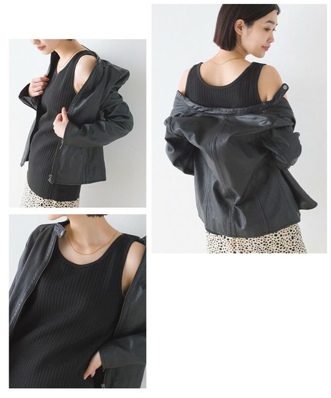 日本 OMNES - 直羅紋圓領無袖背心/內搭-卡其