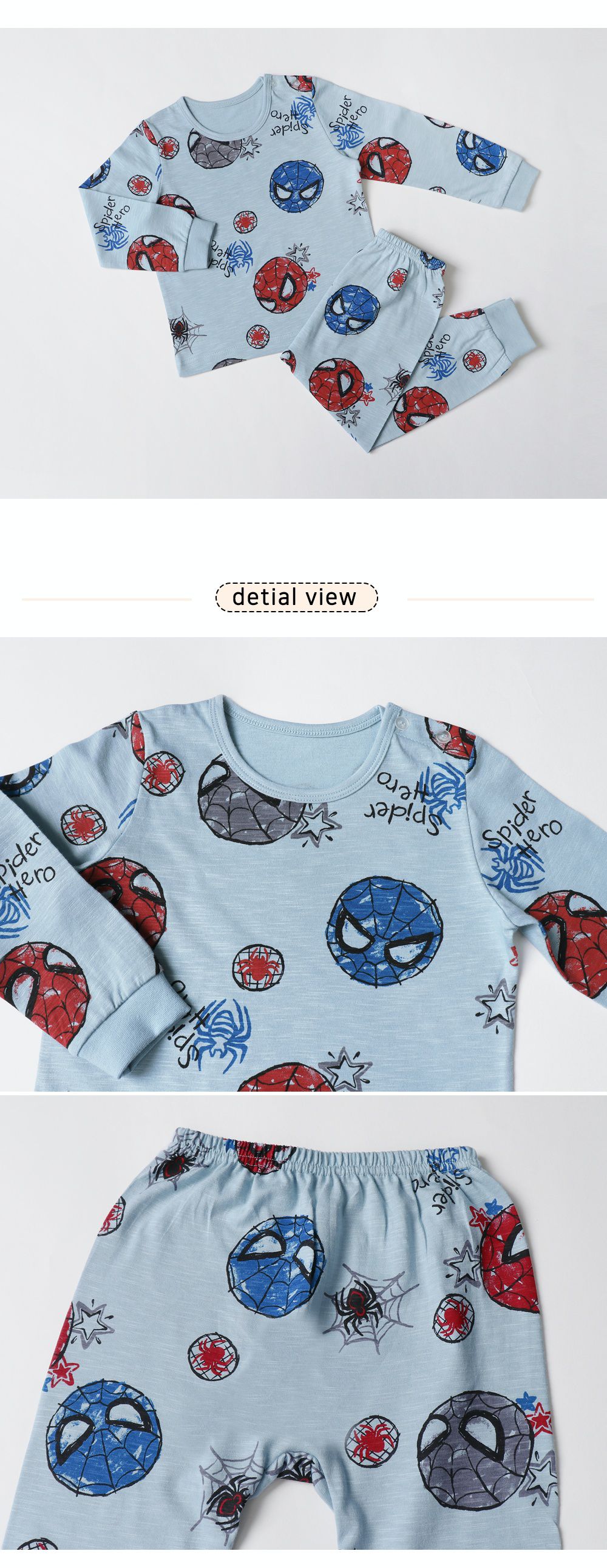 韓國 Mellisse - 韓製莫代爾透氣長袖家居服-卡通人物蜘蛛人