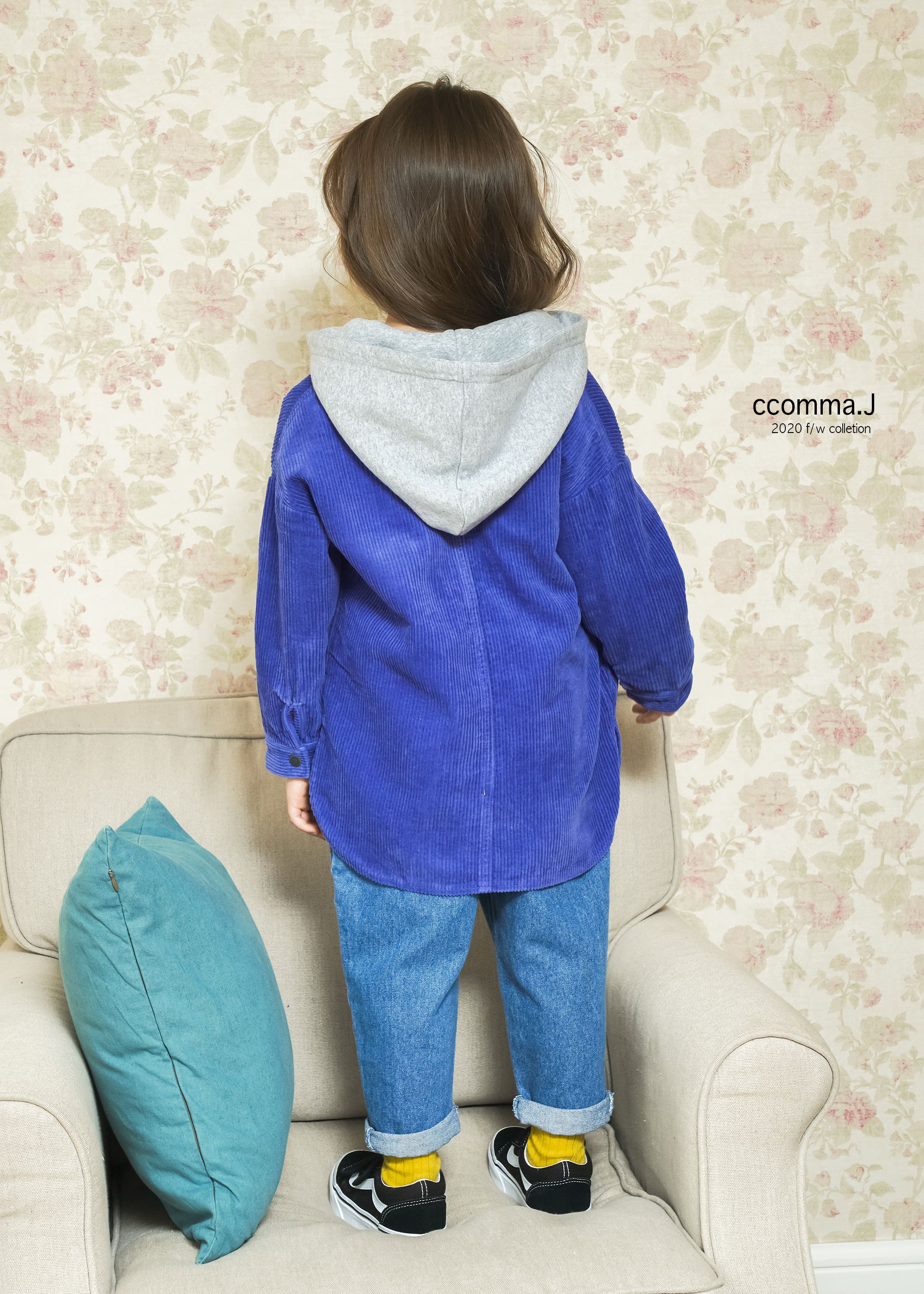 韓國 ccomma. J - 燈芯絨連帽夾克-芥末黃