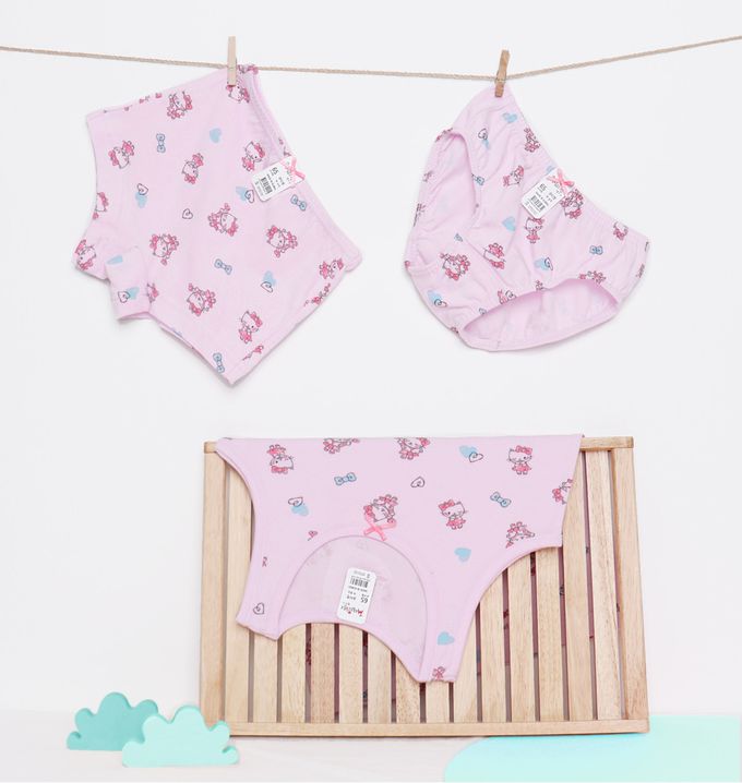 韓國 Mellisse - 韓製棉混紡四角褲(女寶)-可愛貓-粉