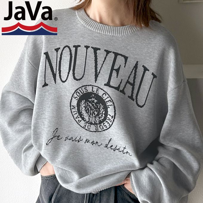 日本 Classical Elf - Java 4WAY美式印花厚磅針織大學T-灰