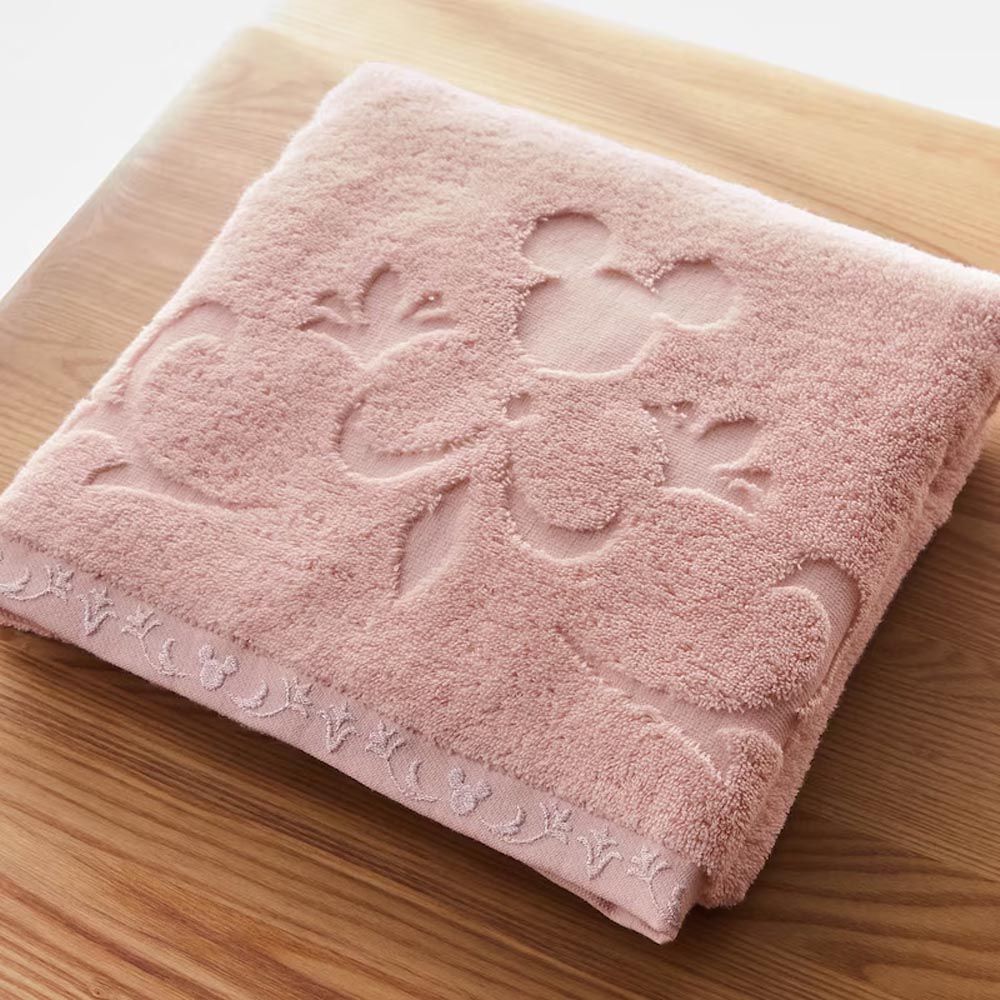 日本千趣會 - 抗菌防臭 日本製今治蓬鬆柔軟浴巾-米奇-粉紅 (60x120cm)