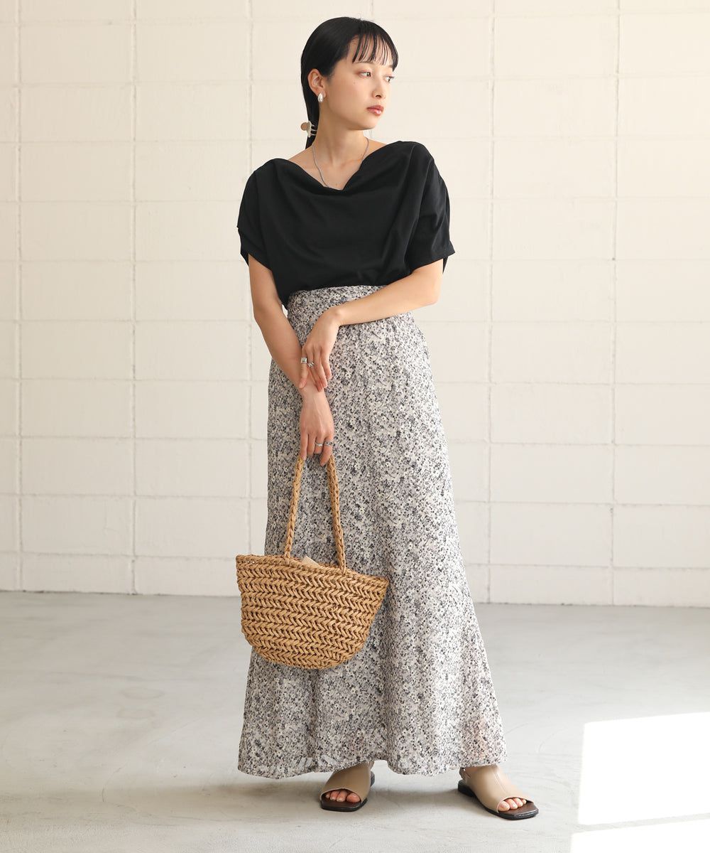 日本 Bab - 不對稱落肩設計短袖上衣-淺藍紫