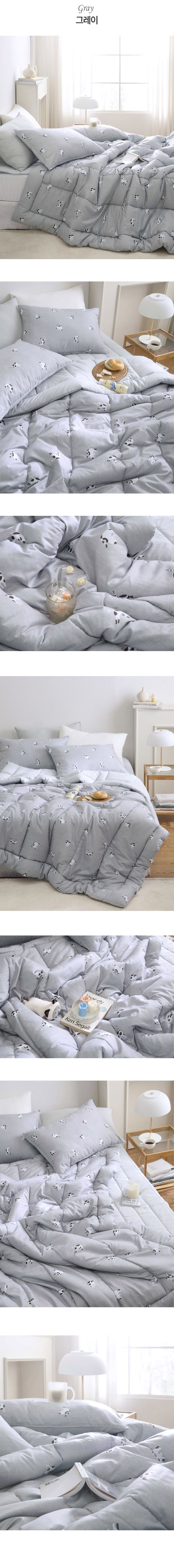 韓國 FLORA - 超細纖維桃皮感蓬鬆四季被-玩耍貓咪-灰