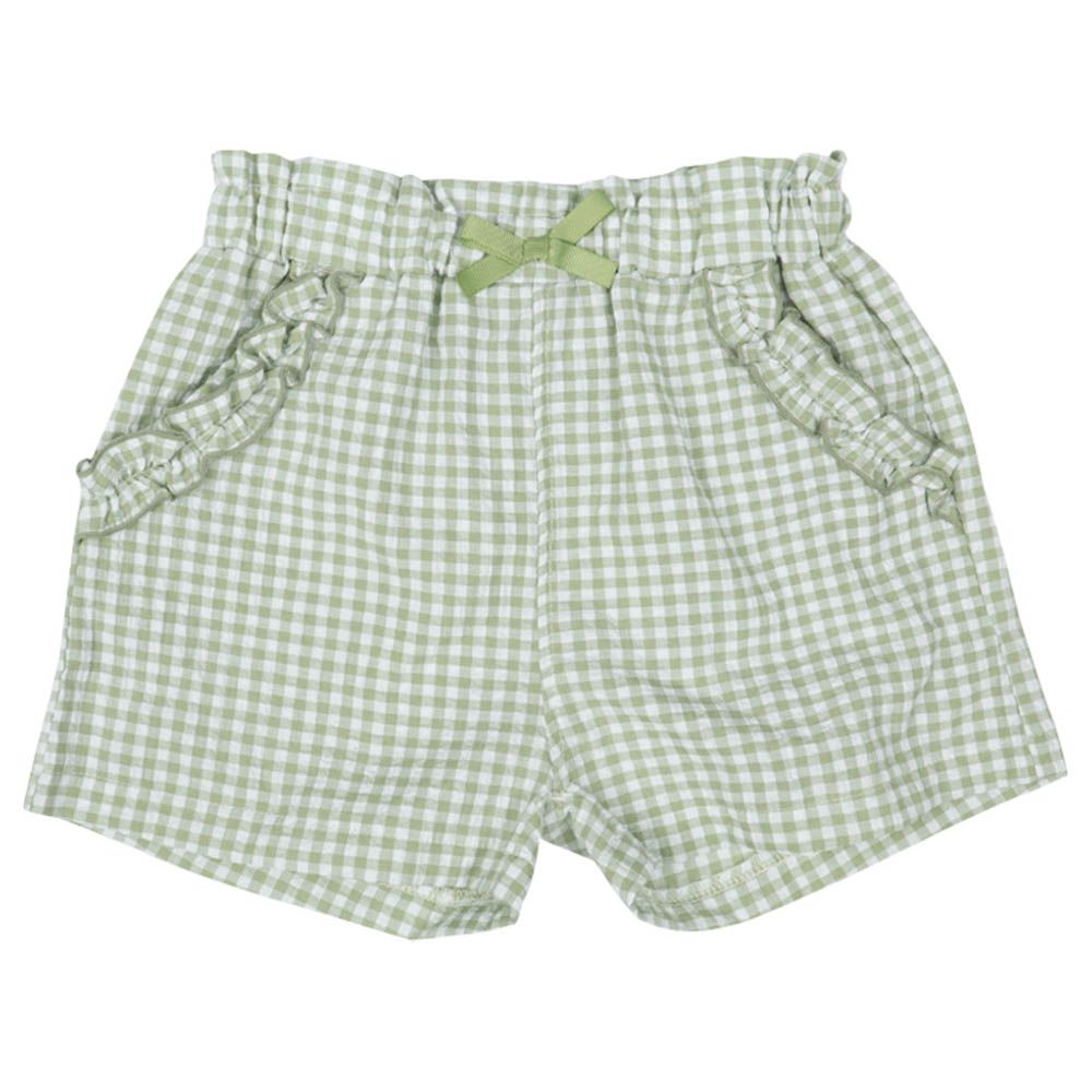 短褲-格紋-綠色