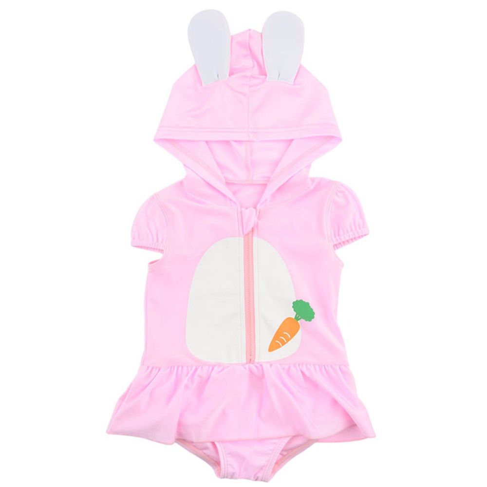 akachan honpo - 幼兒短袖連身泳衣-兔子-粉紅色