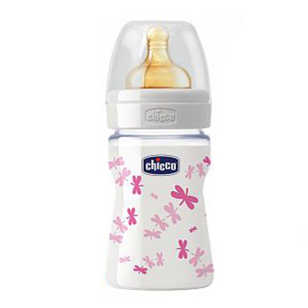 義大利 chicco - 舒適哺乳-甜美女孩玻璃奶瓶(單孔)-矽膠 (150ml)