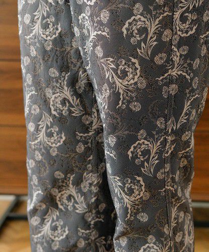 日本 Bou Jeloud - 復古花草圖騰長褲-海軍藍