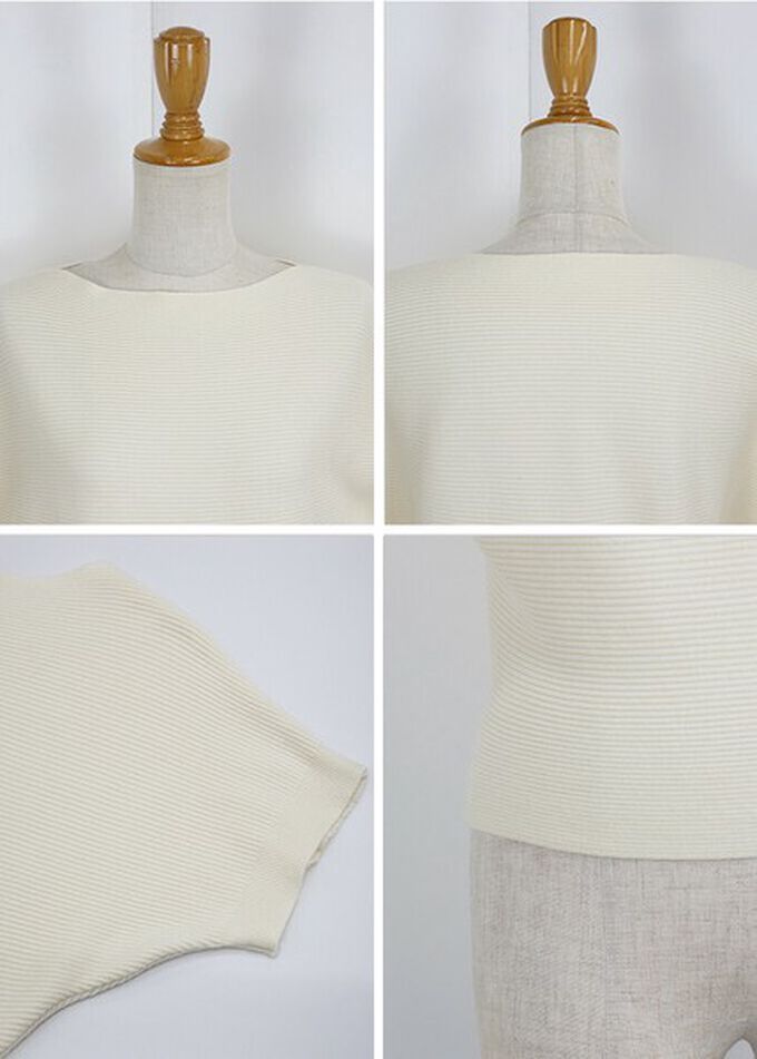 日本 BLUE EAST - 美型修身柔軟羅紋蝙蝠袖上衣-黑