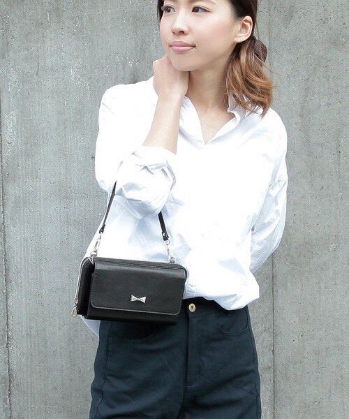 日本 cachecache - 3way蝴蝶結錢夾包-BK黑色-預購