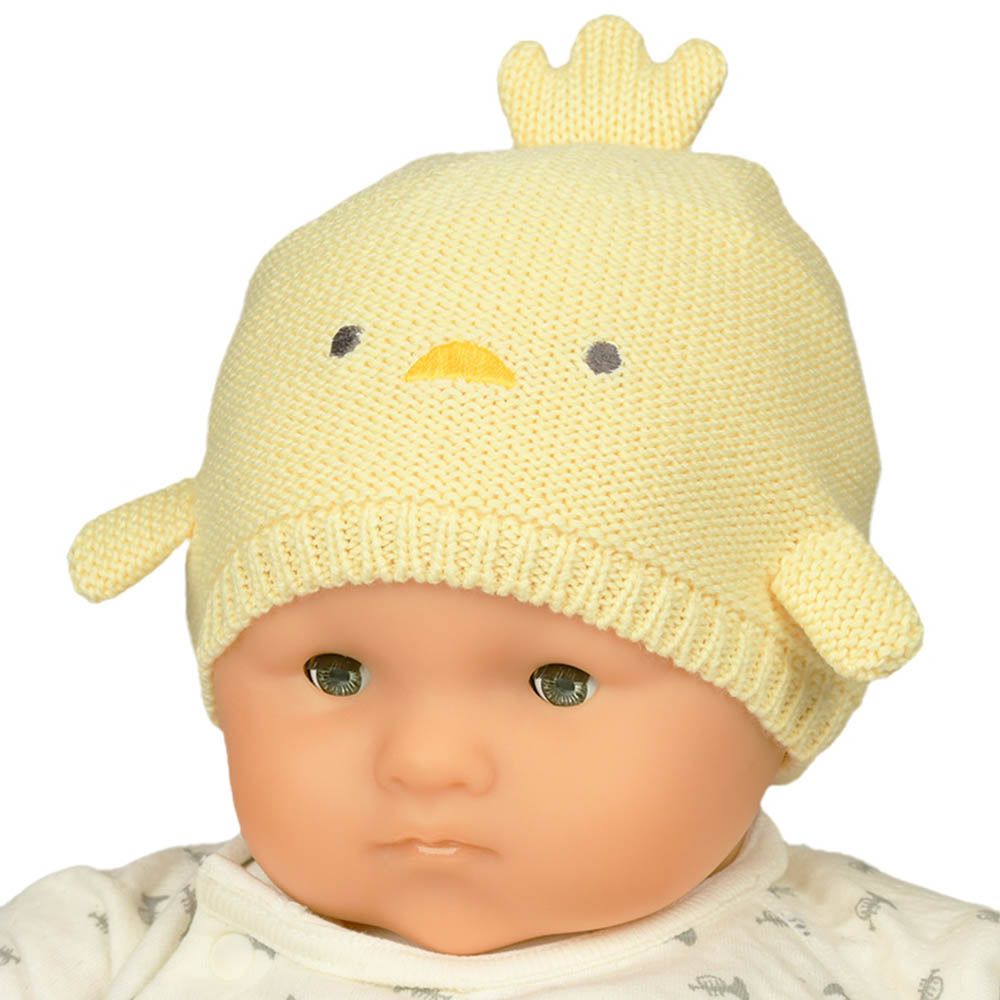 嬰幼兒動物針織帽-黃色