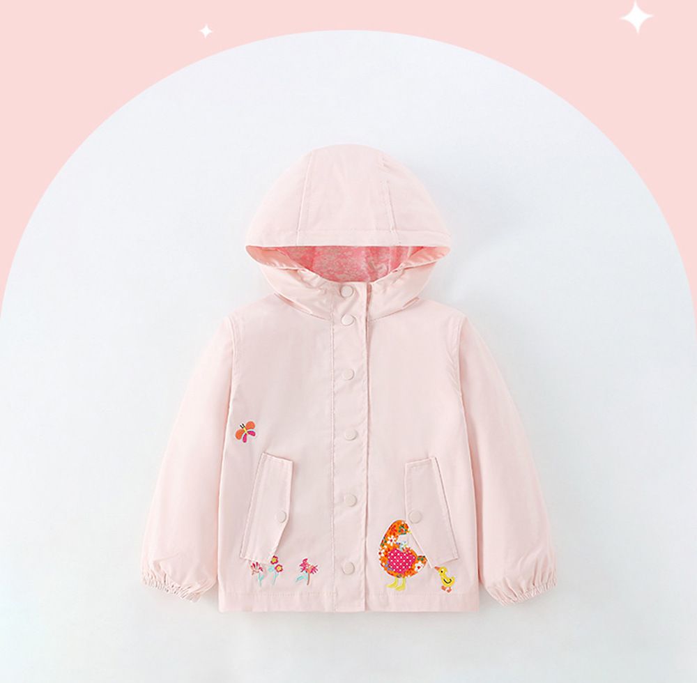 小鴨貼布繡連帽風衣外套