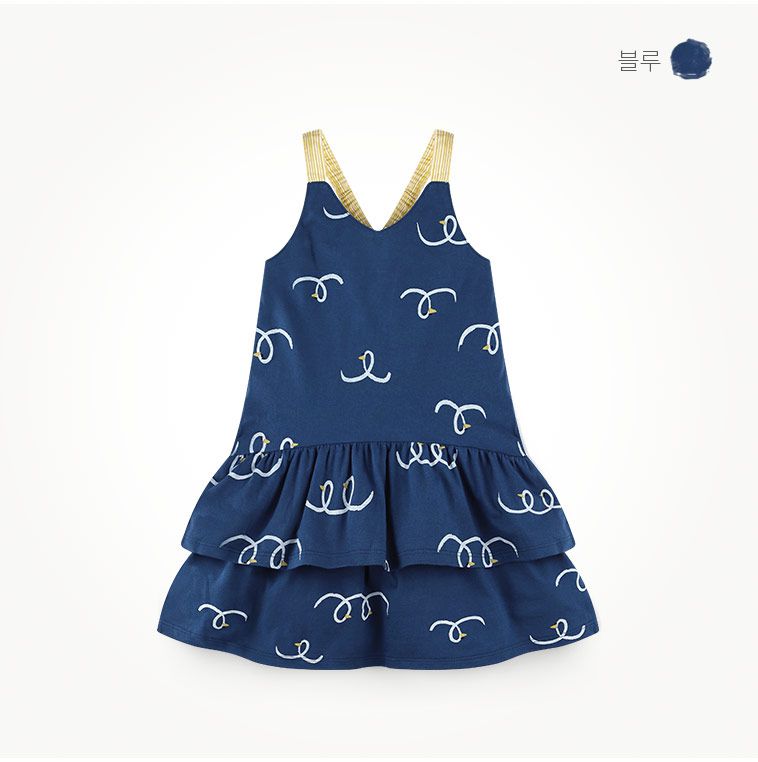 韓國 milk mile - 線圈海鷗吊帶洋裝
