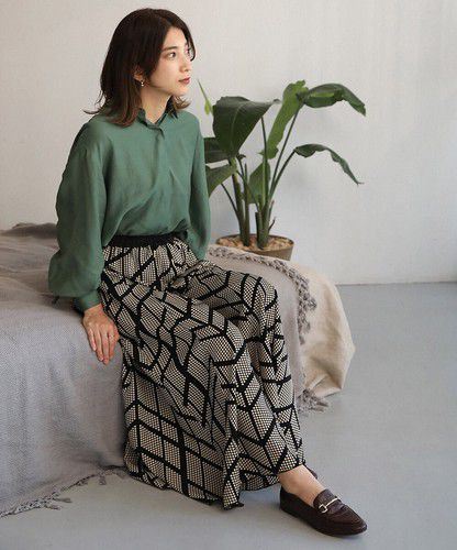 日本 Bou Jeloud - 個性抽繩設計長袖襯衫-淺墨綠