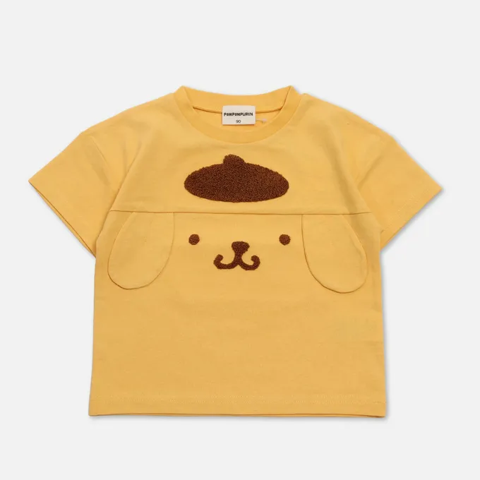 日本 Chil2 - 100%棉 可愛聯名立體印花短袖上衣-可愛大臉-粉紅