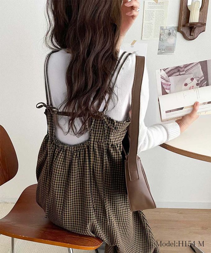 日本 Classical Elf - 成熟可愛感後綁帶吊帶洋裝-紋理-黑