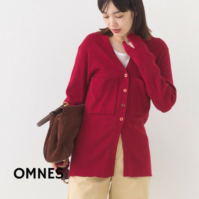 日本 OMNES - 都會感V領排扣混嫘縈針織外套-深灰