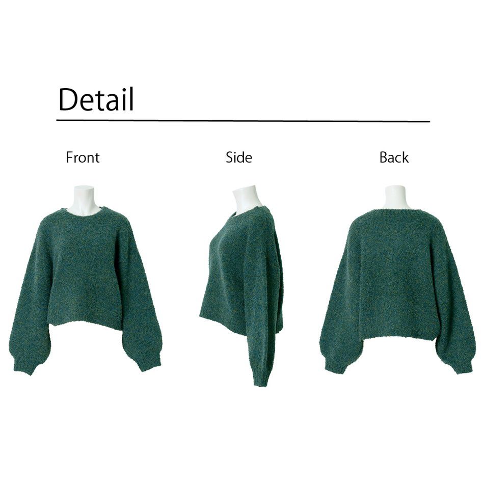 日本 Rejoule - 簡約混絨圓領短版毛衣-葡萄紫