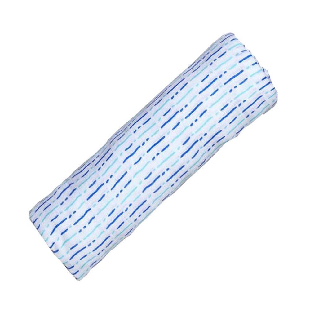 美國 Malabar baby - 有機棉包巾-藍白浪花 (120*120cm)