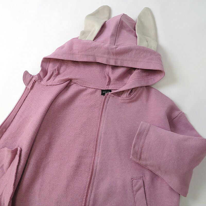 日本 ZOOLAND - 純棉動物耳朵薄外套-狐狸-橘