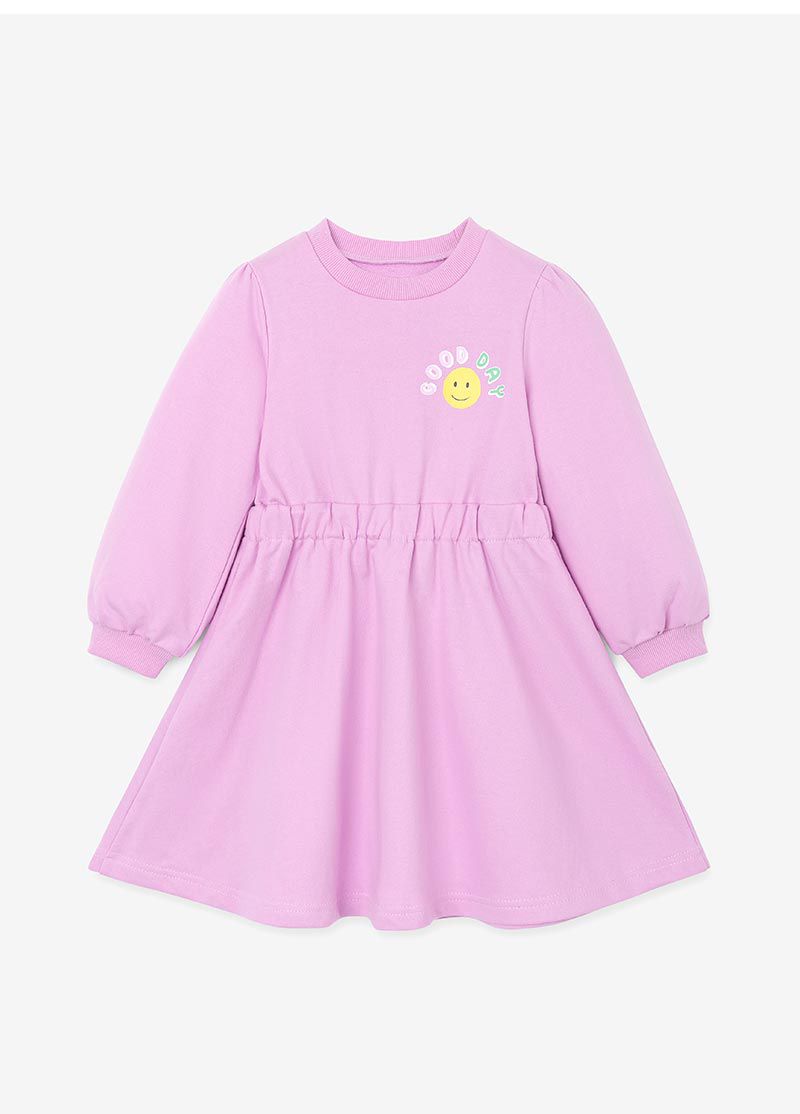 韓國 OZKIZ - 好日子笑臉長袖縮腰洋裝