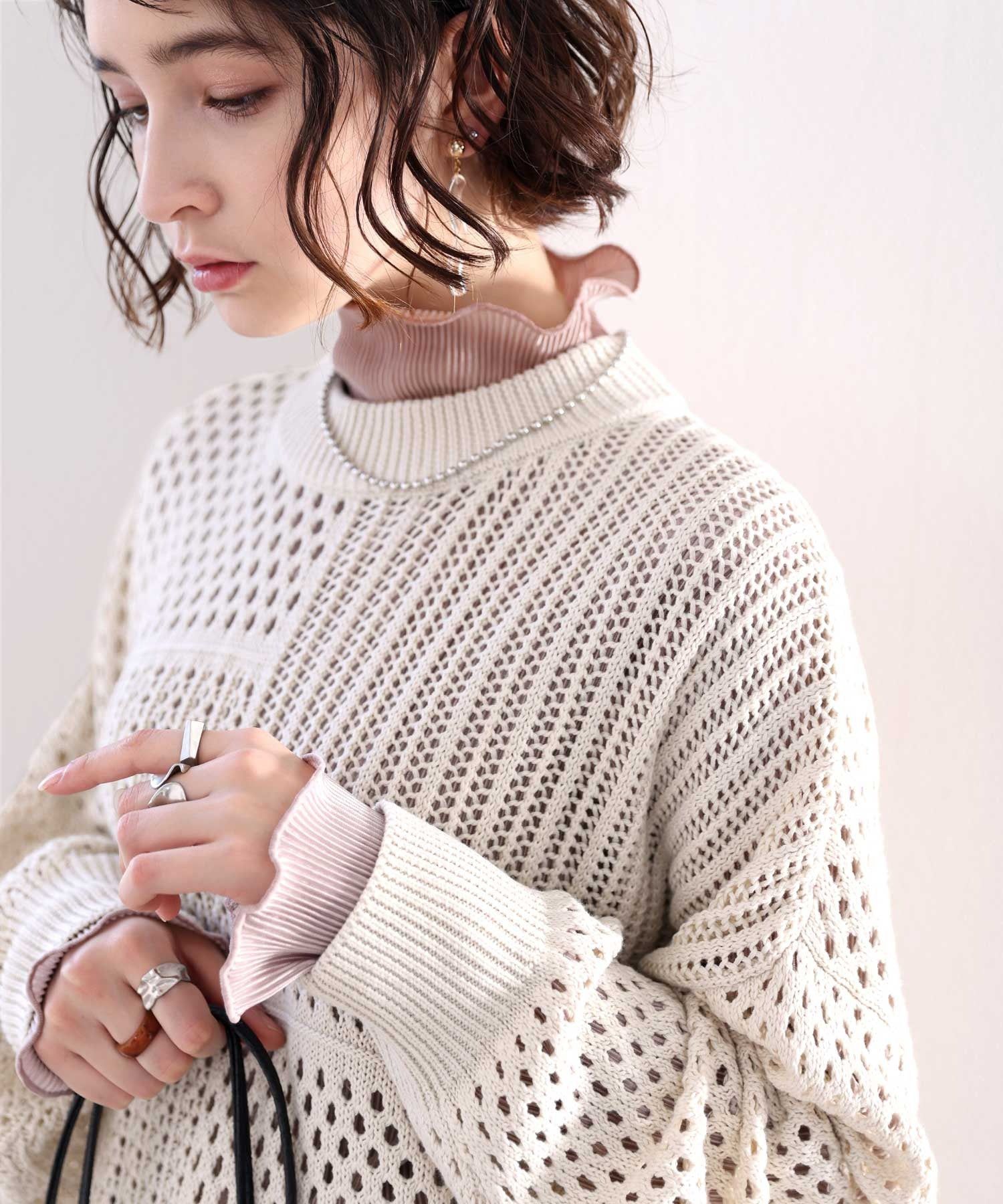 日本 Classical Elf - 光澤感木耳邊薄長袖上衣-酪梨綠