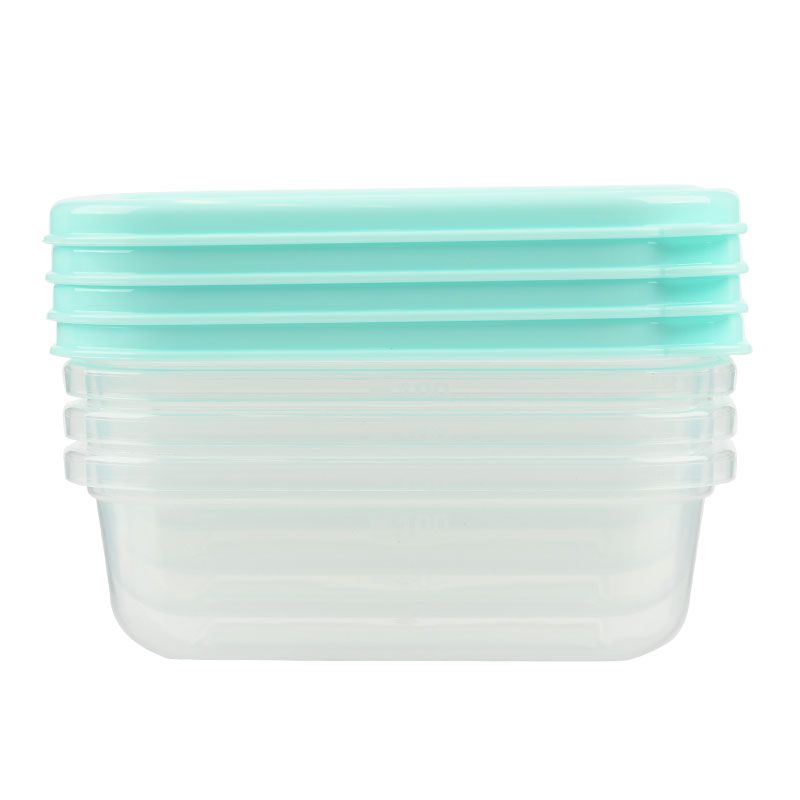 akachan honpo - 離乳食品保存容器-方形M號-綠色-4個入/100ml