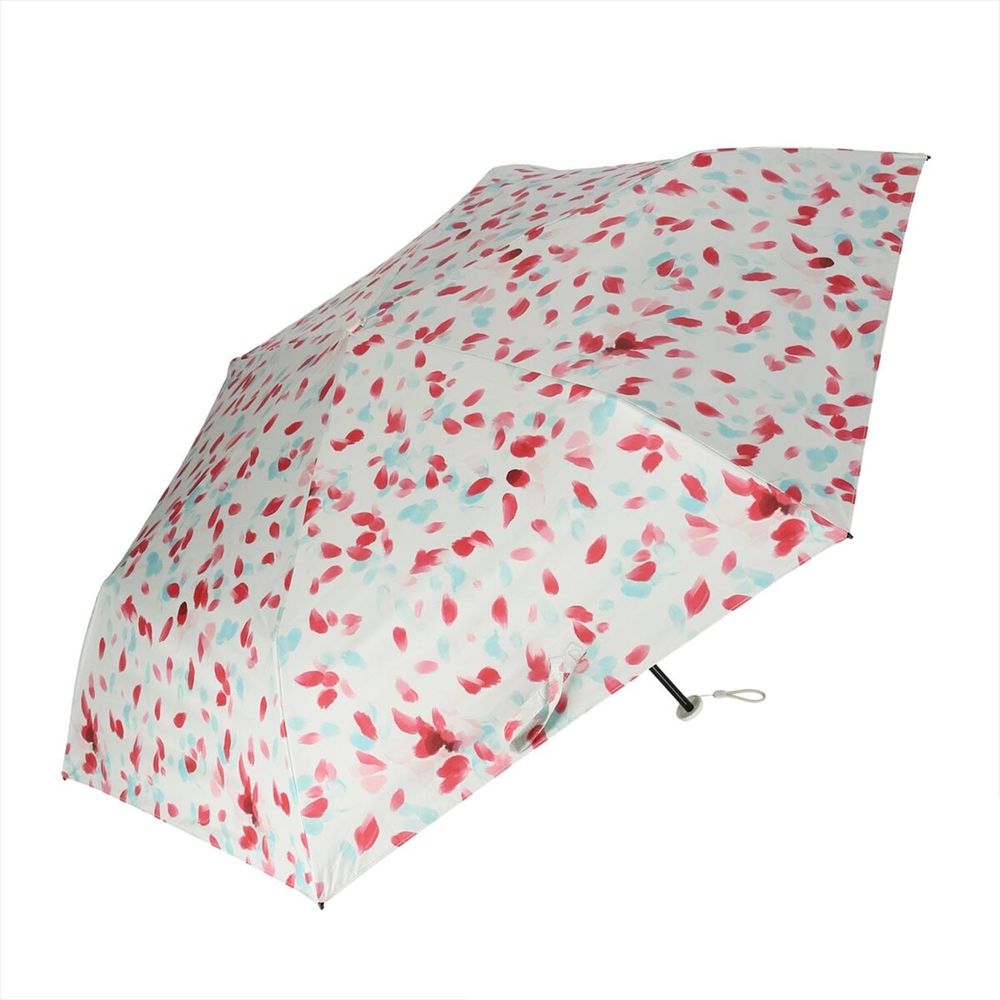 日本 nifty colors - 抗UV超輕量 晴雨兩用折疊傘(遮光遮熱款)-櫻花花瓣-粉藍米 (直徑98cm/168g)-99.9%
