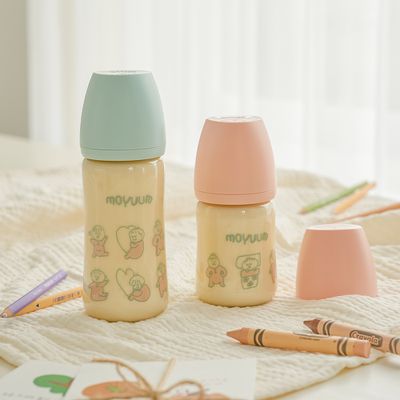 韓國 MOYUUM - PPSU 寬口奶瓶-抱抱愛寶貝(珊瑚粉)-270ml (2m+)