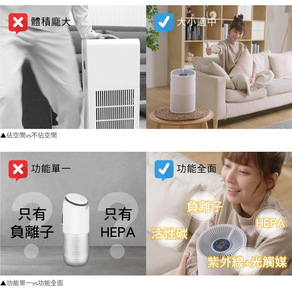 KINYO - 真無線空氣清淨機-AO600