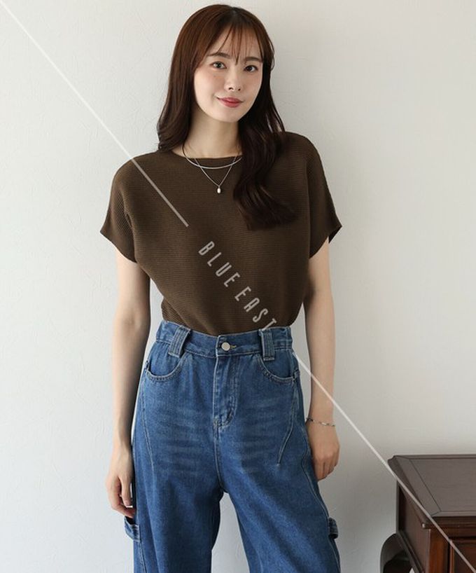 日本 BLUE EAST - 美型修身柔軟羅紋蝙蝠袖上衣-灰