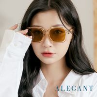 ALEGANT - 迪麥黃港味個性潮流透視幾何方框輕量TR90寶麗來偏光墨鏡│UV400太陽眼鏡