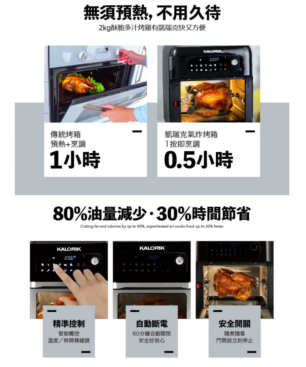 KALORIK 比利時凱瑞克 - 旋轉氣炸烤箱十全十美組-旗艦9件全配再送炸籃+Domedo氣炸烤箱配件六件組
