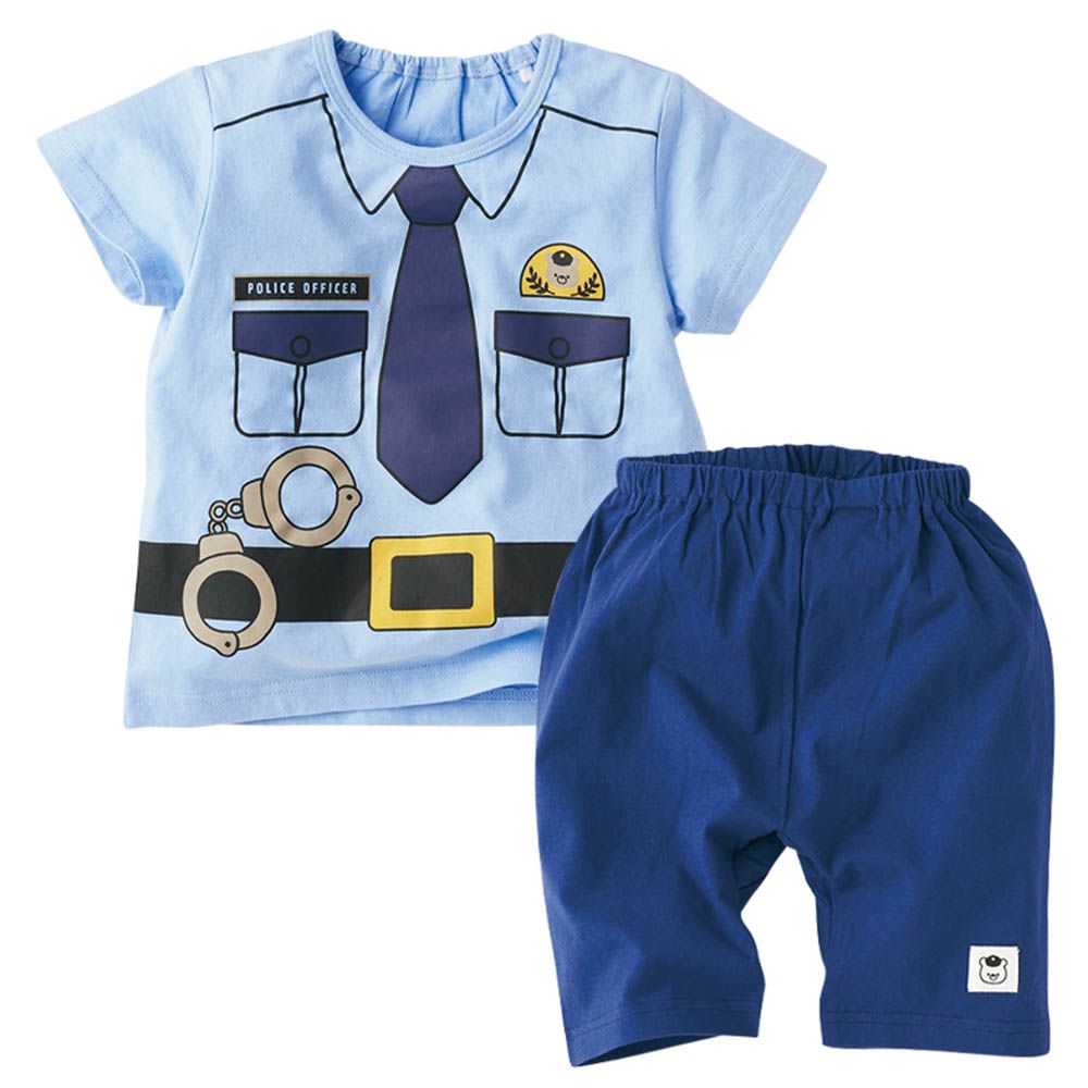 短袖家居服-警察-淺藍色